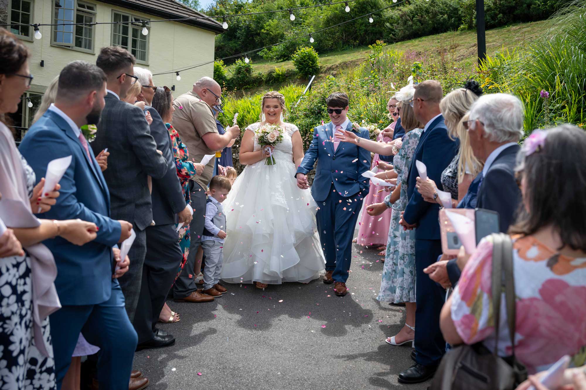 Wedding couple laughing during speeches
