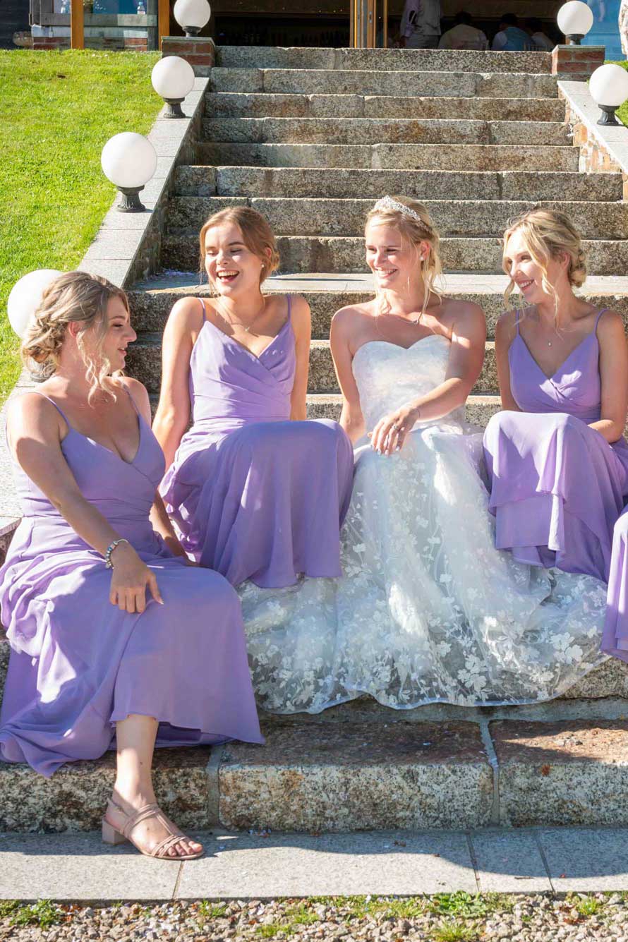 Bride getting ready with bridesmaids
